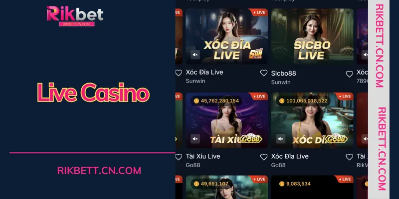 Live Casino RIKBET sở hữu giao diện sang trọng cùng công nghệ livestream 4K hiện đại nhất